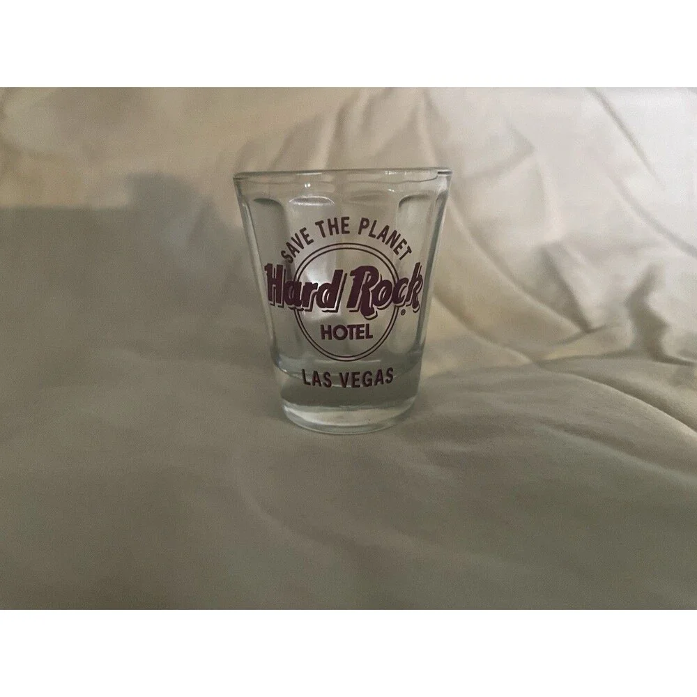 Hard Rock Café Hotel Las Vegas Shot Glass Save The Planet Purple Lettering